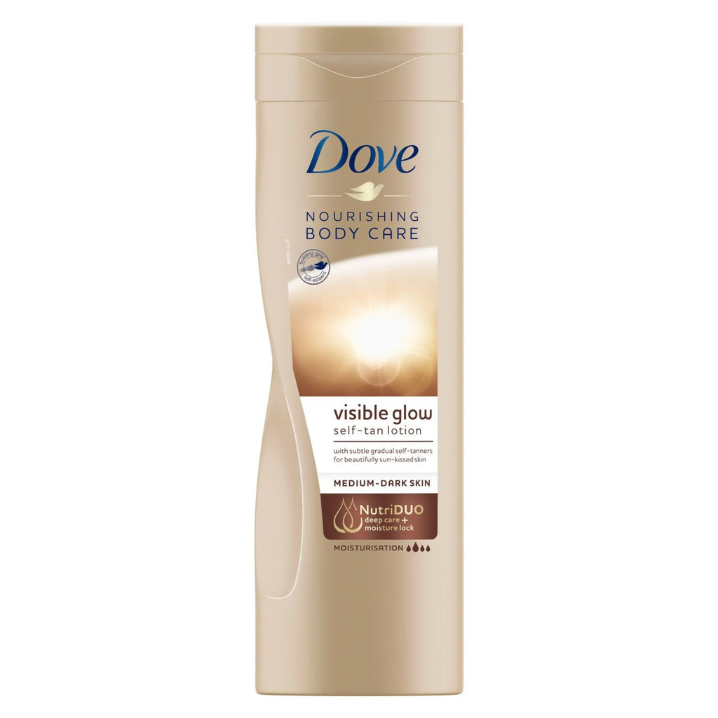 Dove Visible Glow Medium to self tan lotion 400ml | British Online