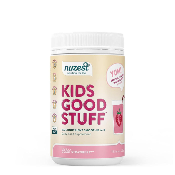 NUZEST Kids Good Stuff Strawberry Strawberry Multinutrient Smoothie Mix 225G