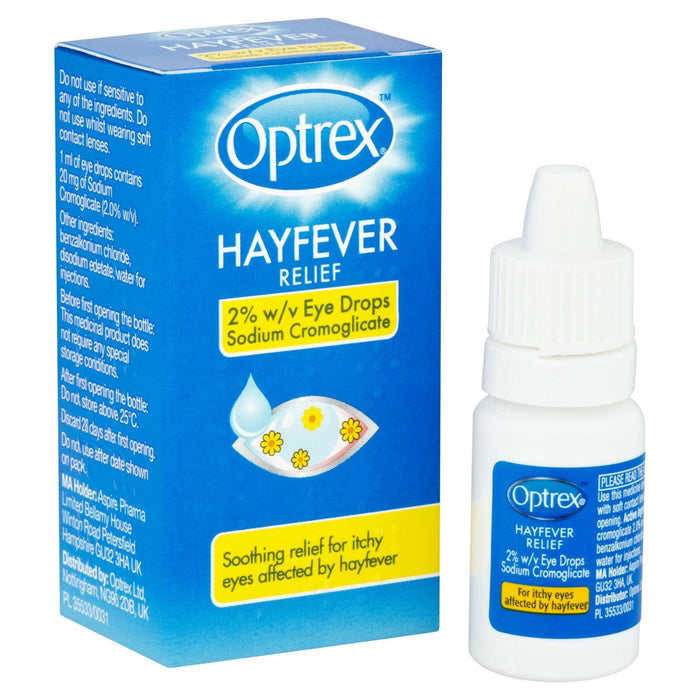 OPTREX HAYFEVER Relief 2% W/V Gotas para los ojos Sodium Cromoglicate 10ml