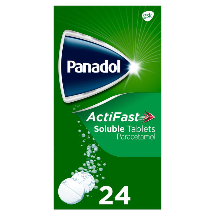 Panadol Actifast 500mg Soluble Paracetamol Pain Relief Tablets 24 per pack