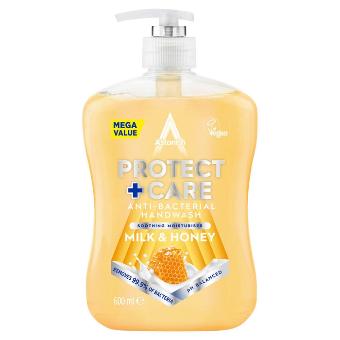 Proteger y cuidado el lavado de manos bacteriano leche y miel 600 ml