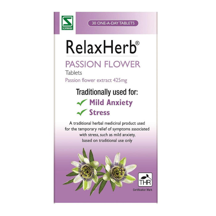 Relaxherb Passion Blumen Angst und Stress Tabletten 425 mg 30 pro Pack