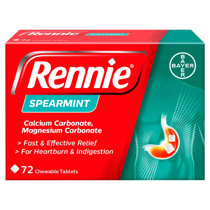 Rennie Spearmint Heartburn & Indigestion Relief tabletas 72 por paquete