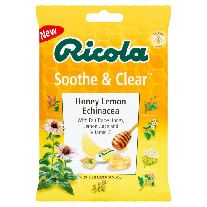 Ricola beruhigen und klare Honig -Zitronen -Echinacea -Tasche 75G