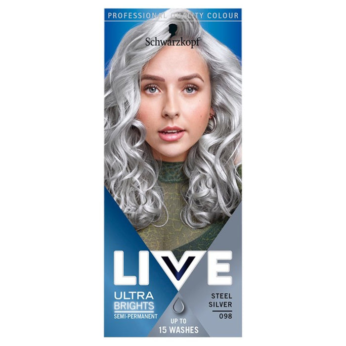 Schwarzkopf Live Steel Silver 98 Ultra Brights Semi Perm Hair Dye