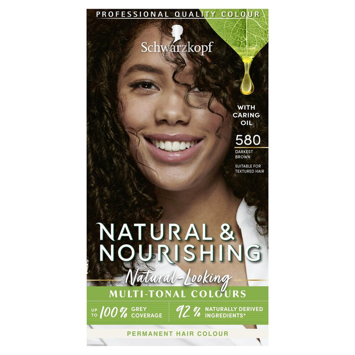 Schwarzkopf Natural & Nourishing 580 Darkest Brown Permanent Hair Dye 143g