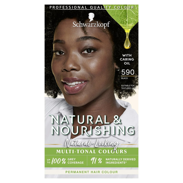 Schwarzopf Natural & Nourishing 590 Black Permanent Hair Dye 143g