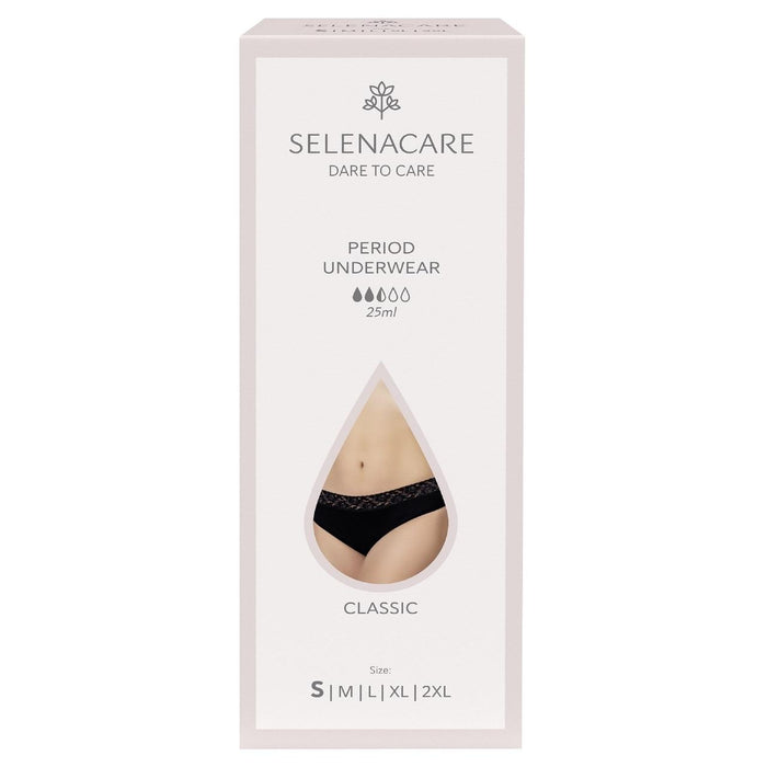 Selenacare Menstrual Undies Classic Black Size S