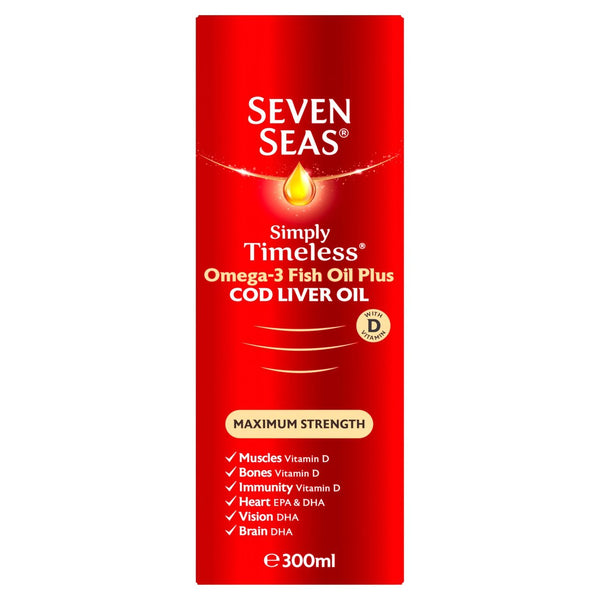 Seven Seas Cod Liver Oil Plus Omega 3 Maximum Strength Liquid 300ml