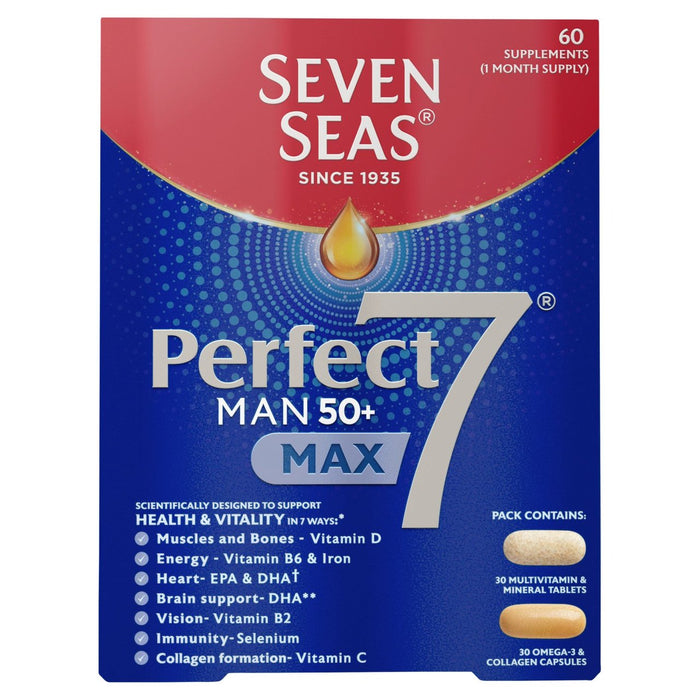 Seven Seas Perfect7 Man 50+ Max Multivitamins & Omega-3 Pack Duo de 30 días