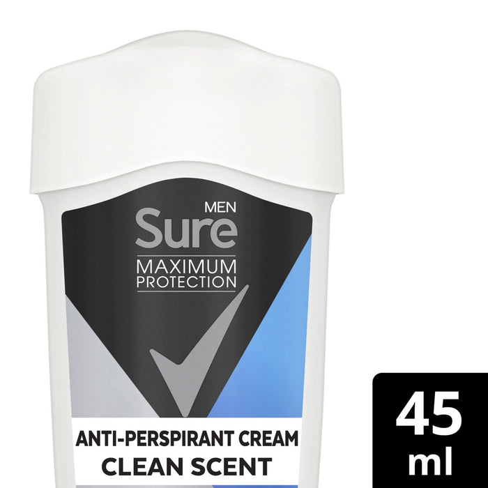 Sure hommes Protection maximale Crème Crème Crème anti-transpirante Déodorant 45 ml