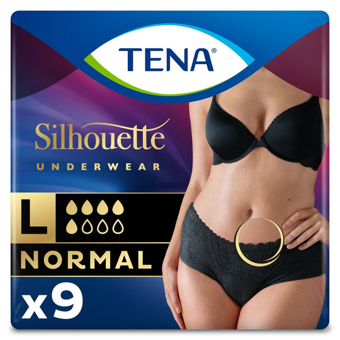 Tena Discreet Underwear Black Pants Large 9 Pack