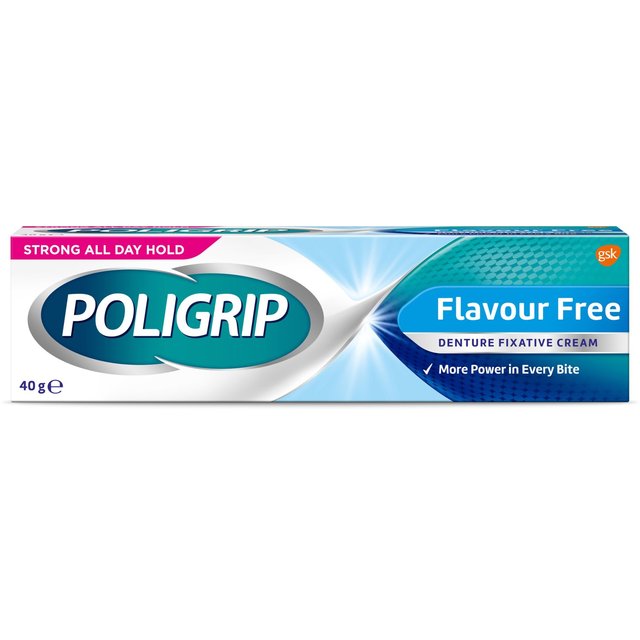 Poligrip Flavour Free Denture Fixative False Teeth Adhesive 40g