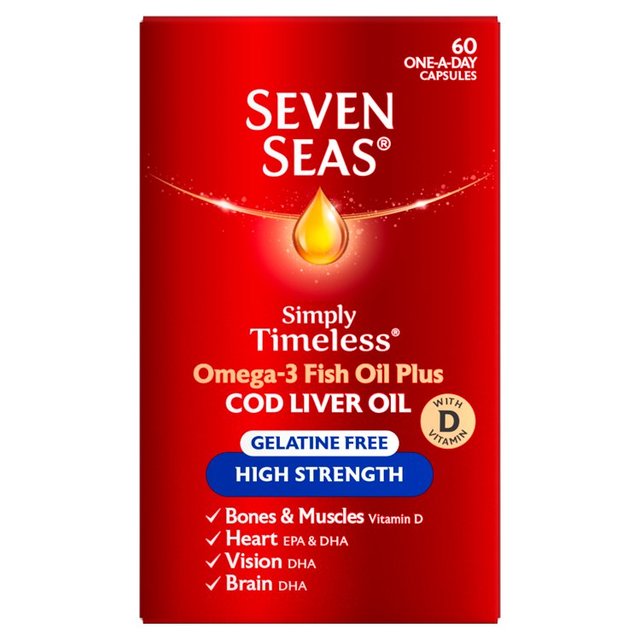 Seven Seas Gelatine Free High Strength Cod Liver Oil Capsules 60 per pack