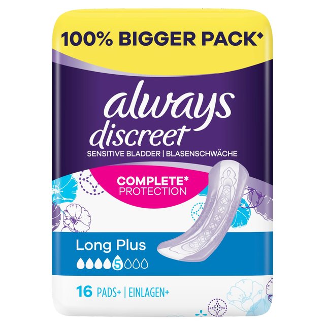 Always Discreet Incontinence Pads Long Plus 16 per pack, always discreet  long plus 