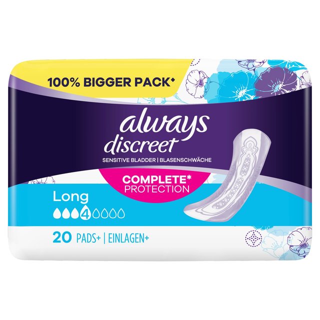 Always Discreet Incontinence Pads Long 20 per pack