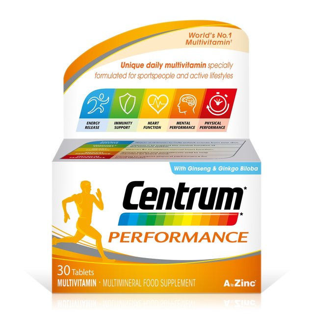 Multivitamin -Tabletten mit Centrum Performance 30 pro Pack