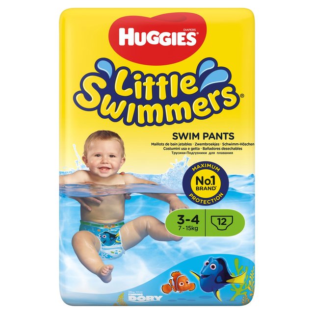 Huggies pequeños nadadores nadadores de natación tamaño 3-4 12 por paquete