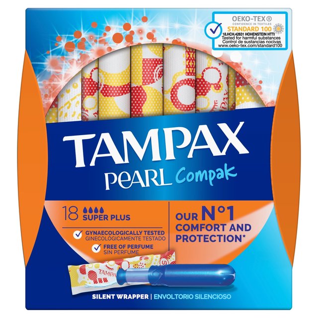 Tampax Pearl Compak Super Plus Tampons 18 per pack