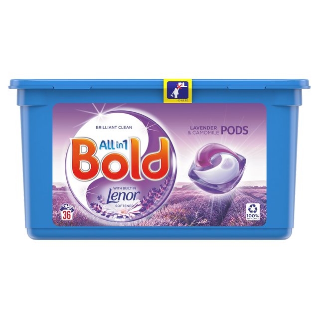 Bold All-in-1 Pods Cápsulas de líquido para lavar Lavanda y manzanilla 36 por paquete