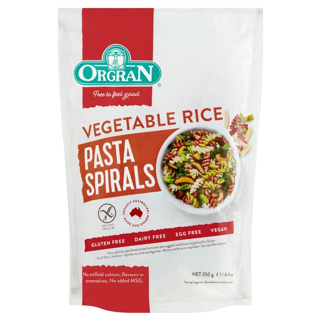 Orgran glutenfreie Gemüse -Reis -Pasta -Spiralen 250g
