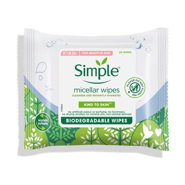 Simple Kind to Skin Micellar Cleansing Facial Wipes 20 per pack