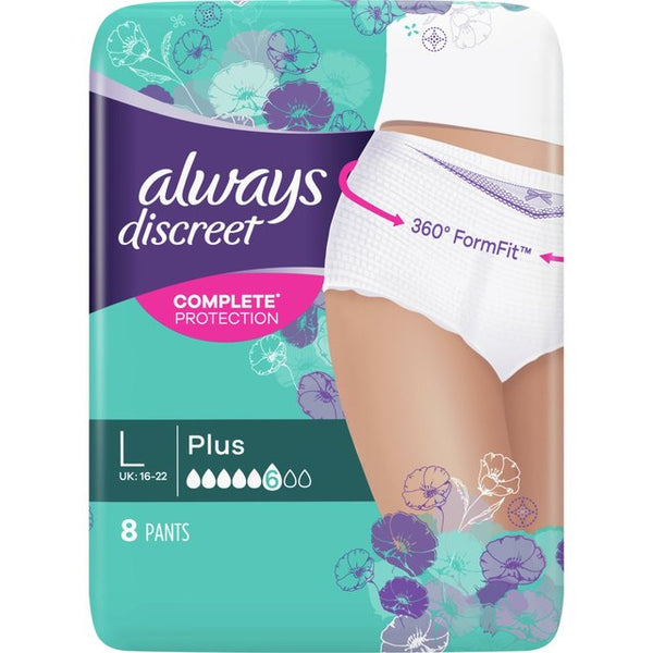 Always Discreet Incontinence Pants Women, Large, Normal, 40 Pants