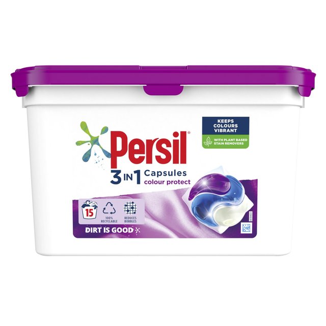 Persil 3 en 1 Cápsulas de lavado de lavandería Proteja de color 15 por paquete