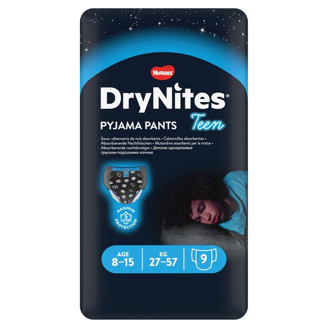 Pantalones de pijama Huggies DryNites para niños de 8 a 15 años 9 por paquete 
