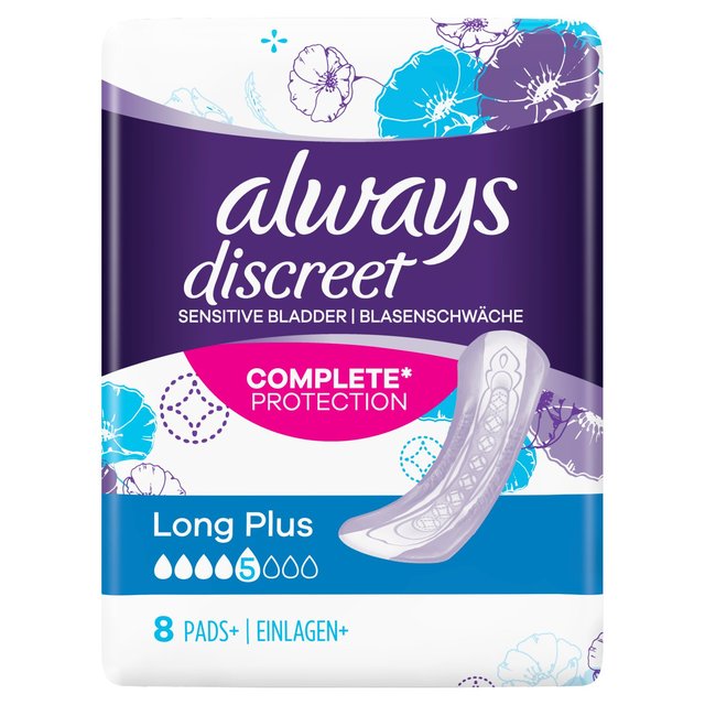 Always Discreet Incontinence Pads Long Plus 8 per pack