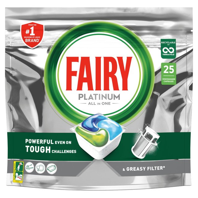 Fairy Platinum Original, todo en un lavavajillas, tabletas 25 por paquete