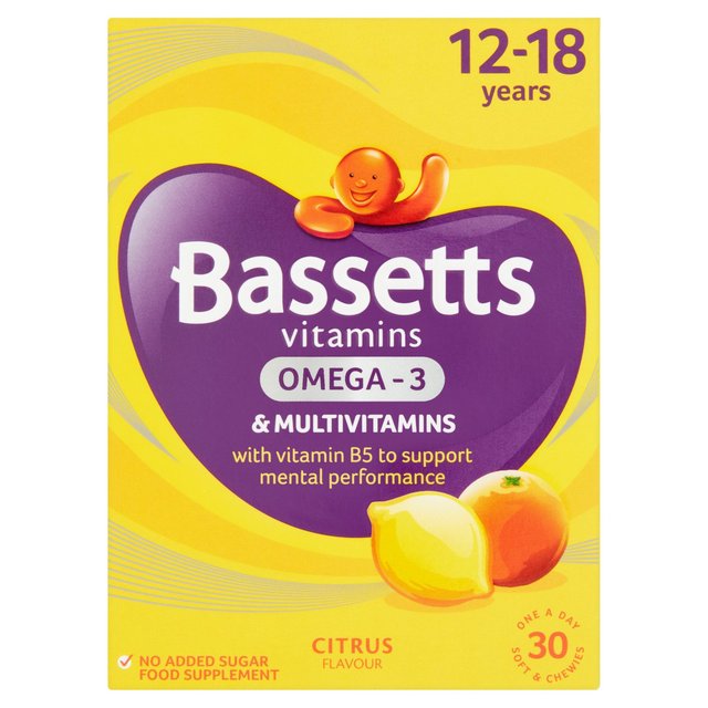 Bassetts Citrus Omega 3 y Multivitamins 12-18ys 30 por paquete