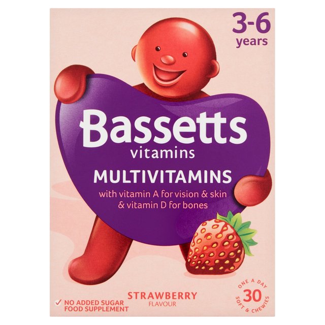 Bassetts Strawberry Multivitamins 3-6yrs 30 per pack