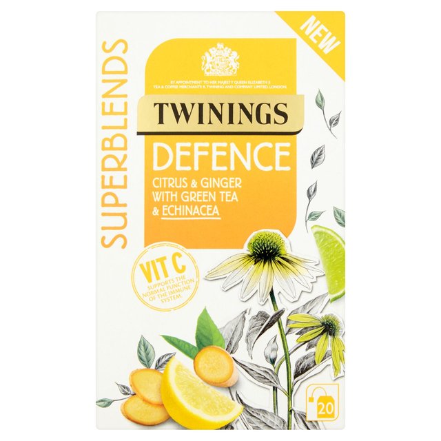 Twinings Superblends Defence avec les agrumes, le gingembre et le thé vert 20 par paquet