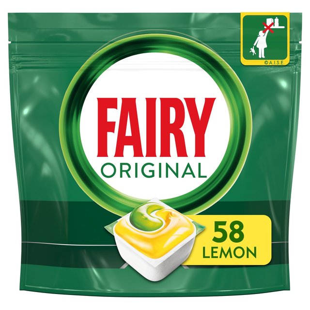 Fairy Original, todo en una tabletas de lavavajillas limón 58 por paquete