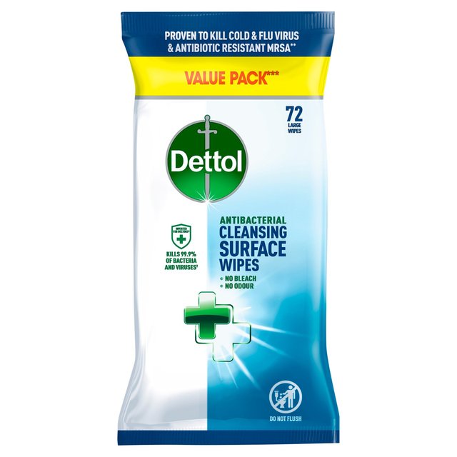 Toallitas de limpieza de la superficie antibacteriana de Dettol 72 por paquete