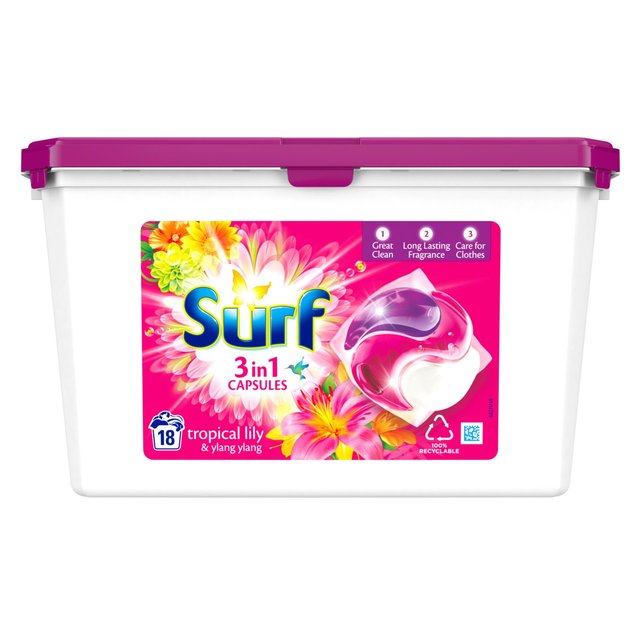 Surf 3-in-1 Tropical Lily & Ylang-Ylang Washing Capsules 18 per pack