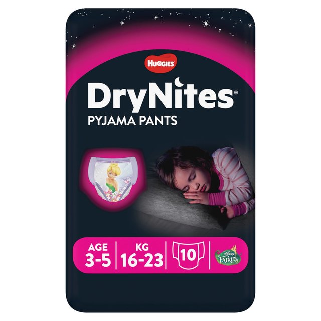 Huggies DryNites Girls Pyjama Pants 3-5 Years 10 per pack
