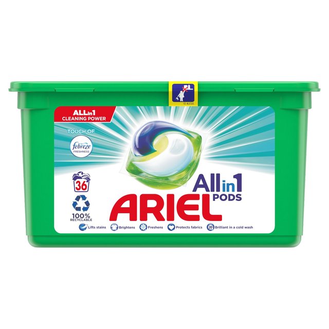 Ariel Touch of Febreze All-in-1 Pods 36 Lavages
