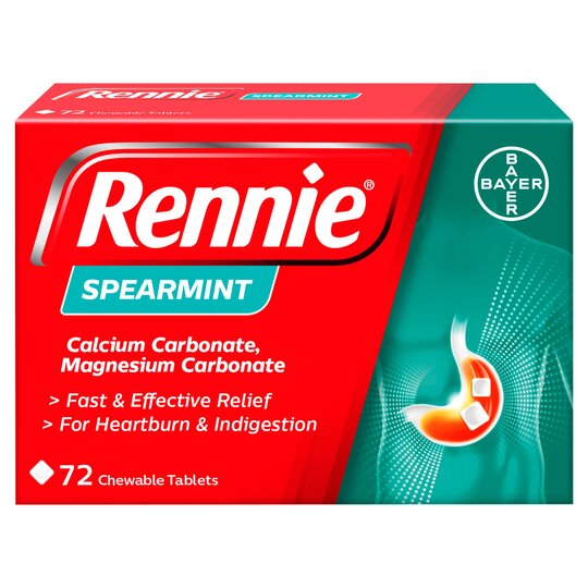 Rennie Spearmint Indigestion Tablets 72 per pack