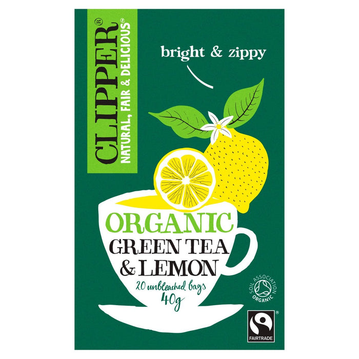 Clipper Organic Fairtrade Green Tea Bags with Lemon 20 per pack