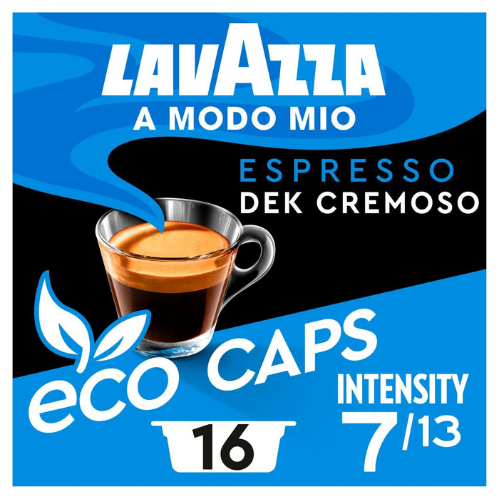 Lavazza A Modo Mio Eco Caps Compostable Dek Cremoso Coffee Capsules 16 per pack