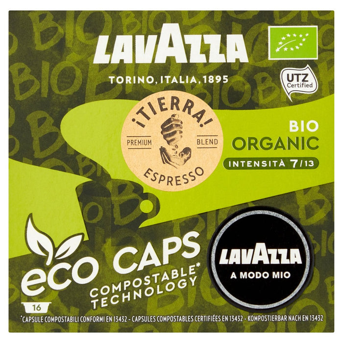 Lavazza Eco Caps Cápsulas de café bio orgánicas compostables 16 por paquete