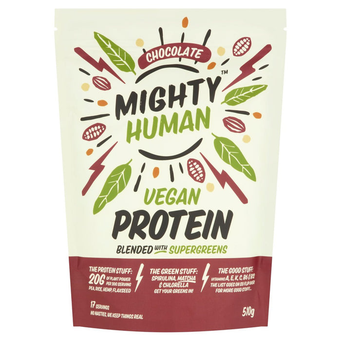 Mächtiges menschliches Schokoladen veganer Proteinpulver 510g