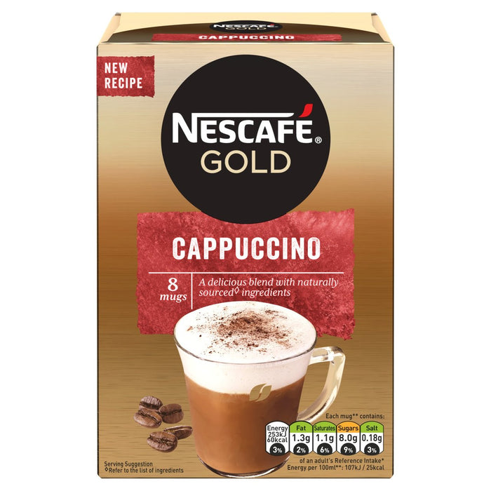 Nescafe Gold Cappuccino Coffee Café Instantáneo 8 Sobres 