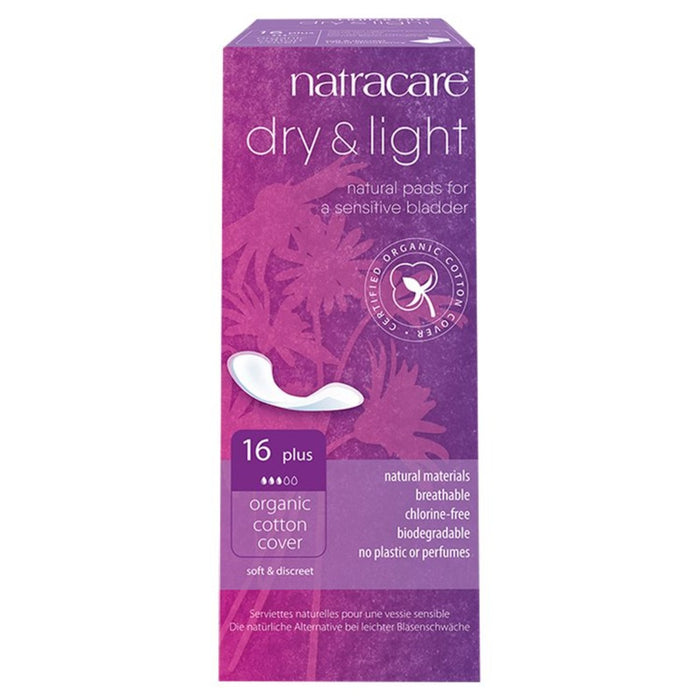Natracare Organic Cotton Dry & Light Incontinence Pads Plus 16 per pack