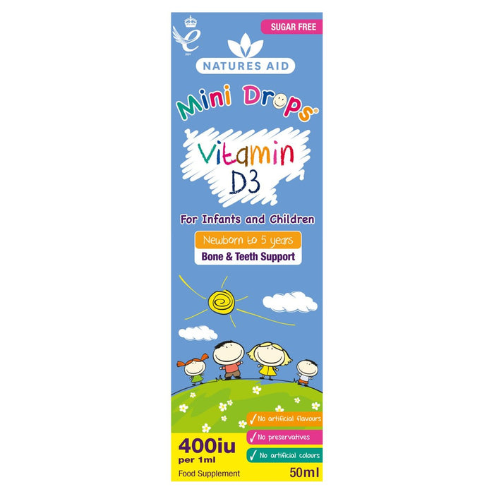 Natures Aid Infant's & Kid's Vitamin D3 Supplement Mini Drops Newborn-5yrs 50ml