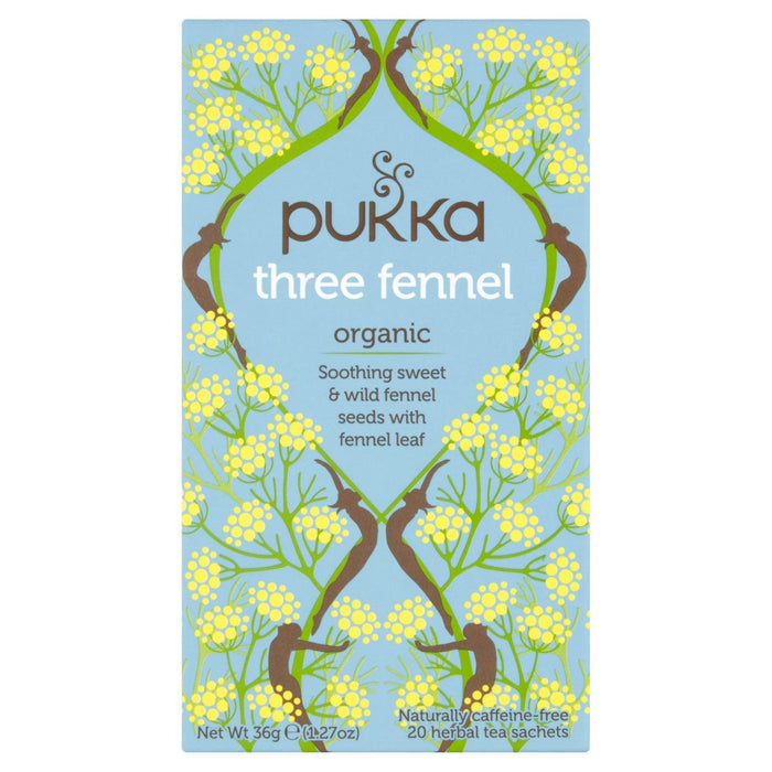 Pukka bio trois sachets de thé au fenouil 20 par paquet