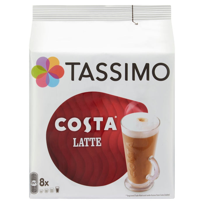 Tassimo Costa Latte Coffee Pods 8 por paquete 