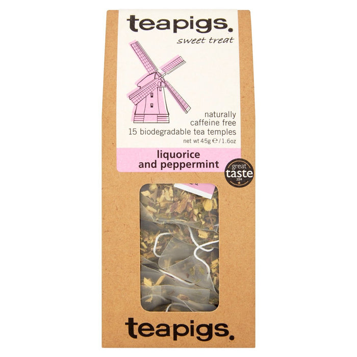 Bolsitas de té de regaliz y menta Teapigs 15 por paquete 